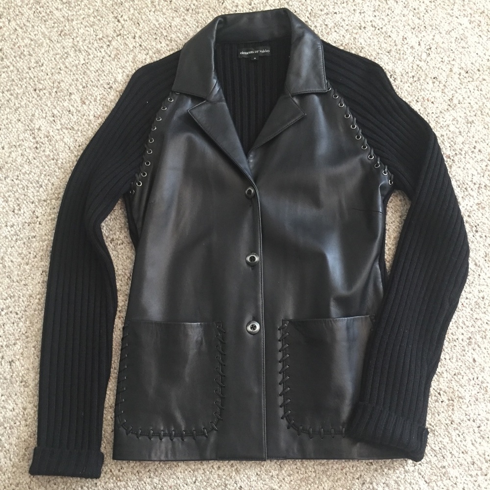 Leather Front Sweater